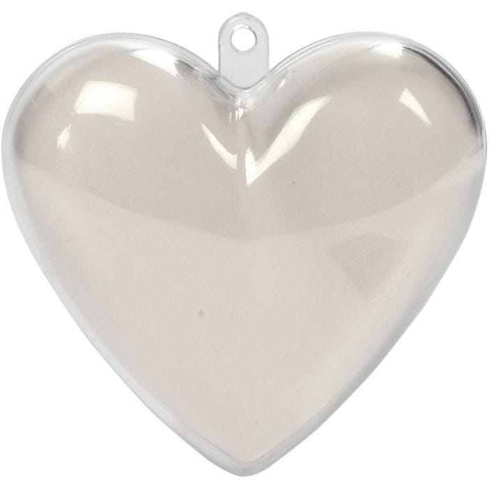 Coeur à décorer, H : 6,5 cm, transparent, 10 pièces/ 1 Pq.