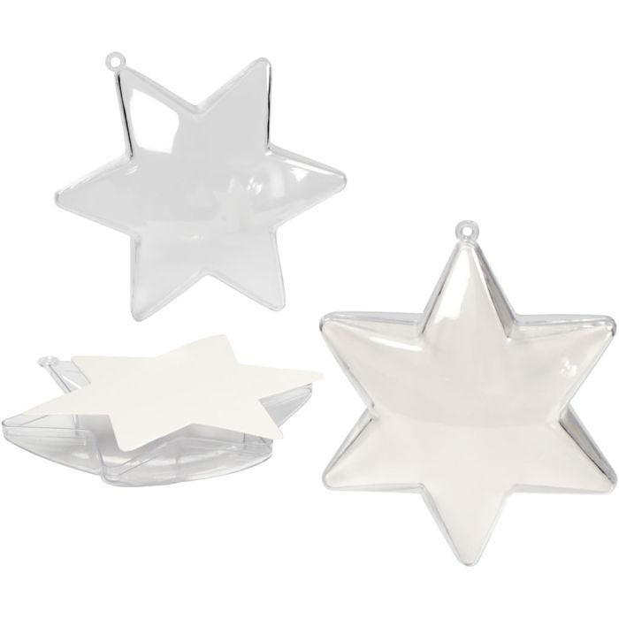 Étoile-déco, H : 10 cm, transparent, 5 pièces/ 1 Pq.