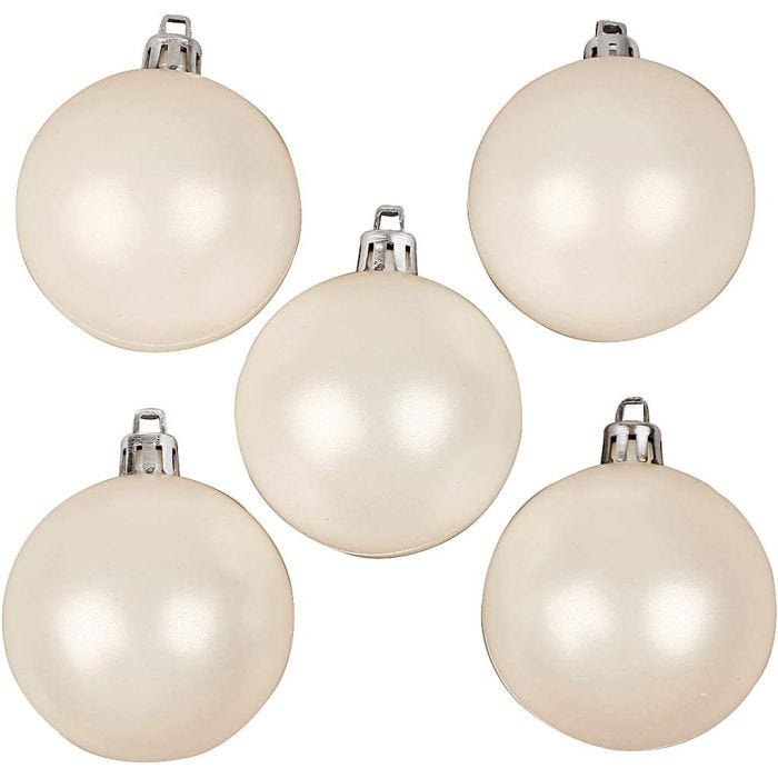 Boules de Noël, d 6 cm, blanc, nacré, 20 pièces/ 1 Pq.