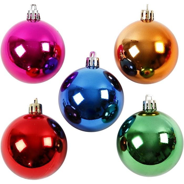 Boules de Noël, d 6 cm, Couleurs vives, 20 pièces/ 1 Pq.