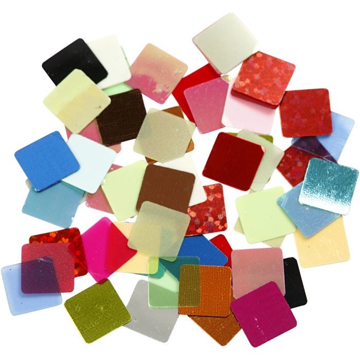 Film mosaïque, dim. 10x10 mm, ass. de couleurs, 250 gr/ 1 Pq.