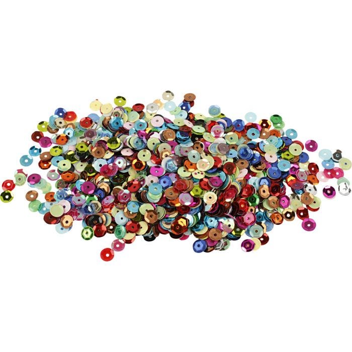 Pailletten, rond, afm 6 mm, 100 gr/ 1 doos
