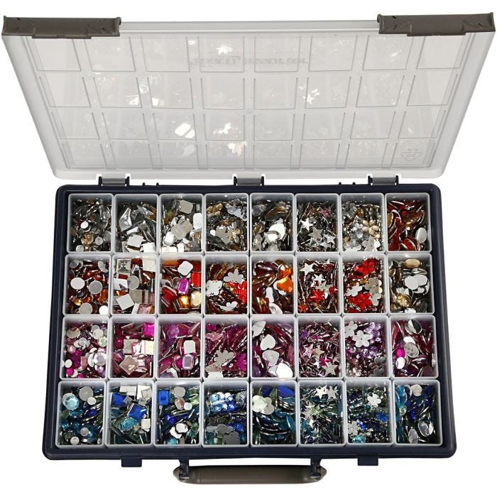 Pierres de strass, d 6-16 mm, ass. de couleurs, 32x360 pièces/ 1 Pq.