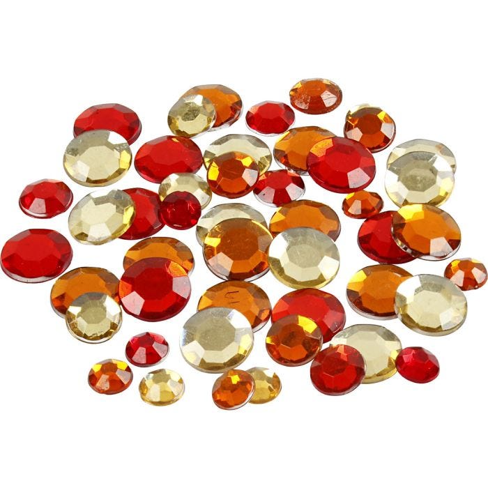 Pierre de strass, rond, dim. 6+9+12 mm, harmonie de rouges, 360 pièces/ 1 Pq.