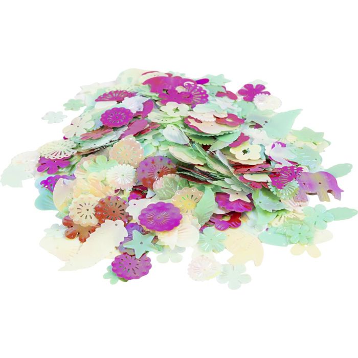 Pailletten, afm 15-45 mm, parelmoer kleuren, 400 gr/ 1 doos