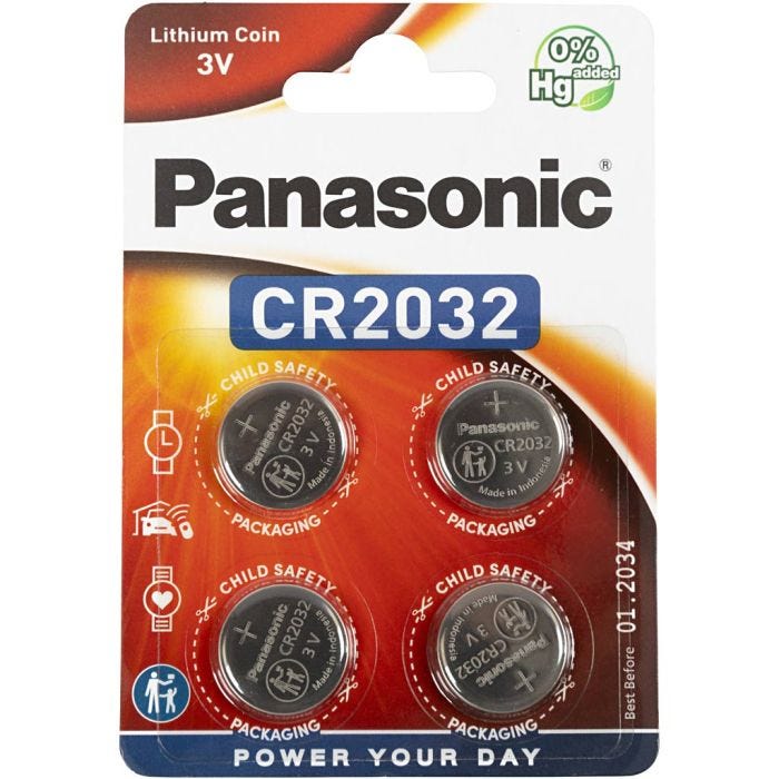 Batterijen, afm CR2032, 4 stuk/ 1 doos