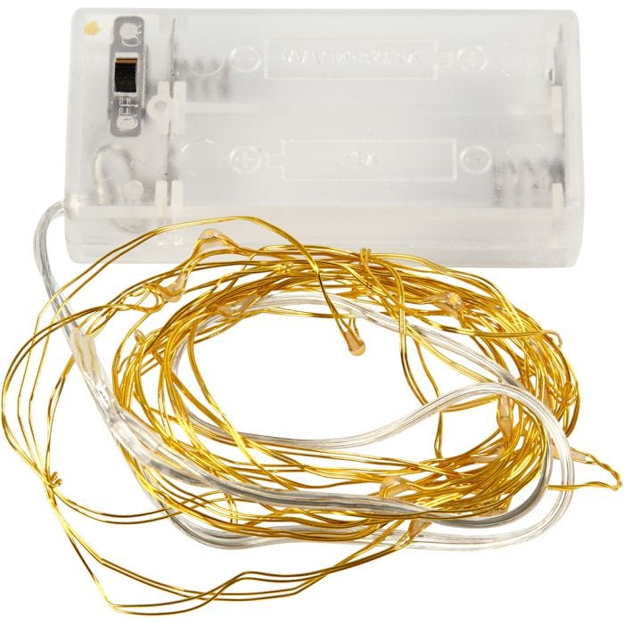 LED Slinger met lampjes, L: 3,15 M, goud, 1 stuk