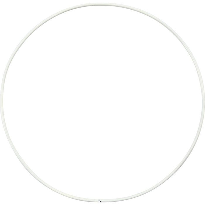 Anneau métallique, d 15 cm, ép. 2 mm, blanc, 10 pièces/ 1 Pq.