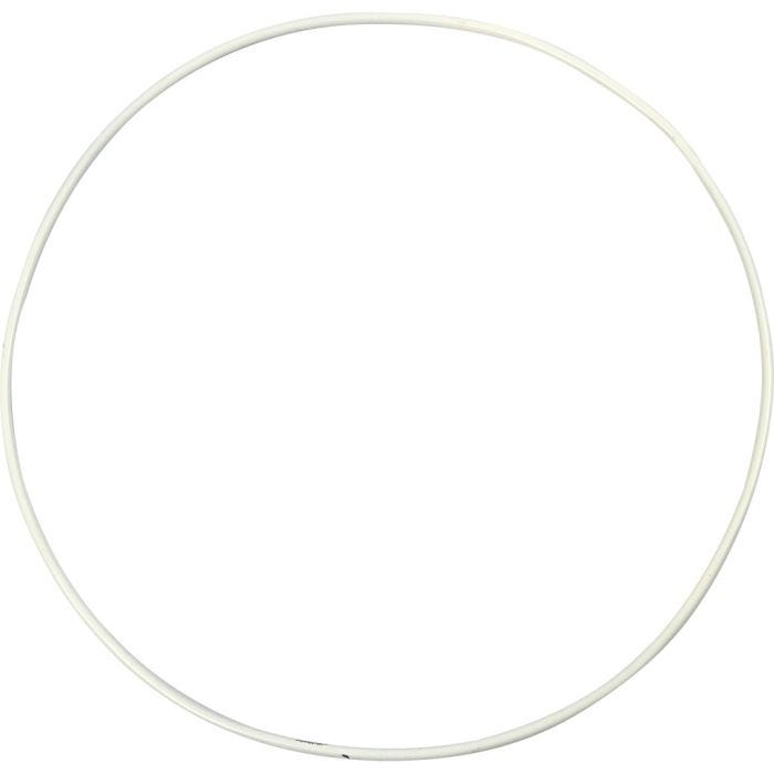Anneau métallique, d 20 cm, ép. 3 mm, blanc, 5 pièces/ 1 Pq.