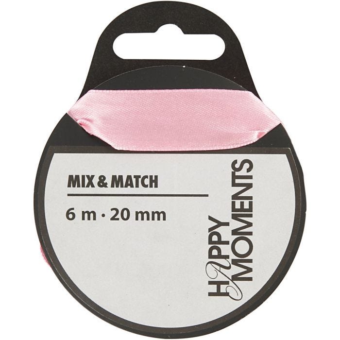 Ruban de satin, L : 20 mm, rose clair, 6 m/ 1 rouleau