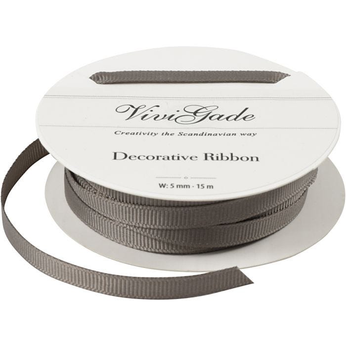 Ruban décoratif, L : 6 mm, gris, 15 m/ 1 rouleau