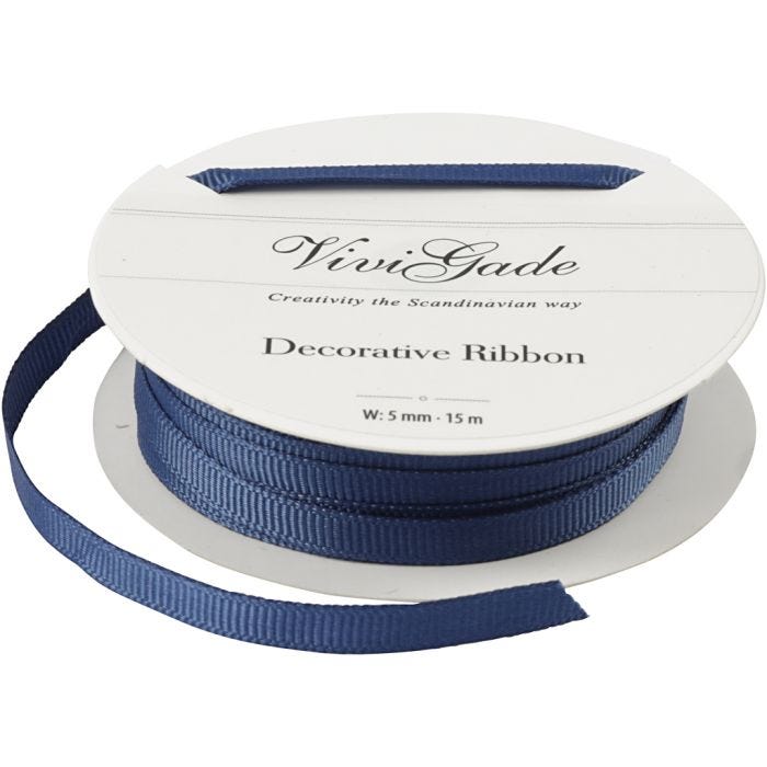 Ruban décoratif, L : 6 mm, bleu, 15 m/ 1 rouleau