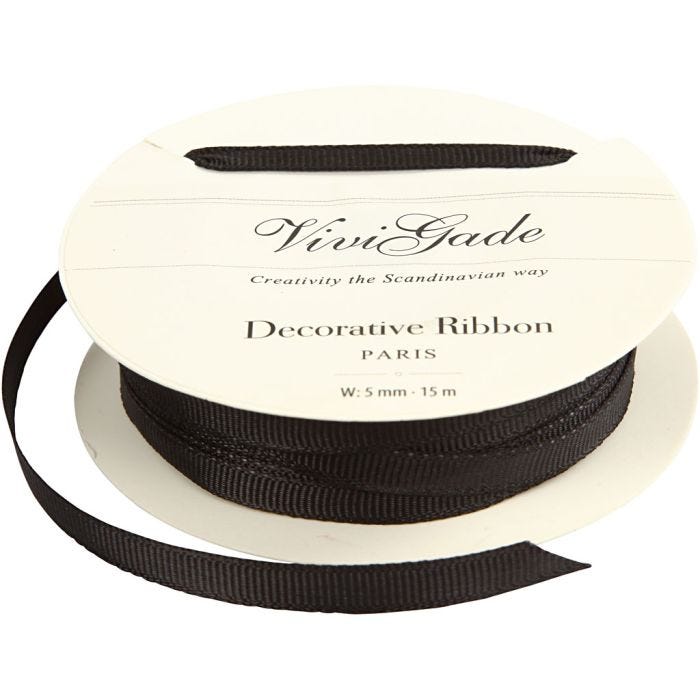 Ruban décoratif, L : 6 mm, noir, 15 m/ 1 rouleau