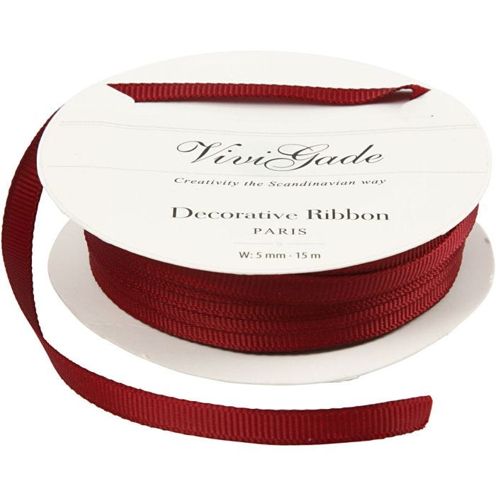 Ruban décoratif, L : 6 mm, rouge, 15 m/ 1 rouleau