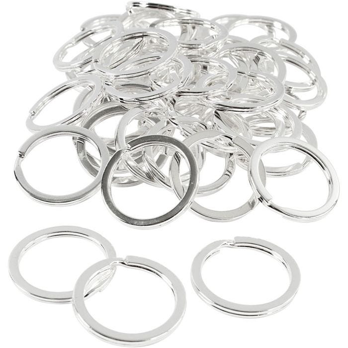 Anneaux porte-clés, d 28 mm, argenté, 50 pièces/ 1 Pq.