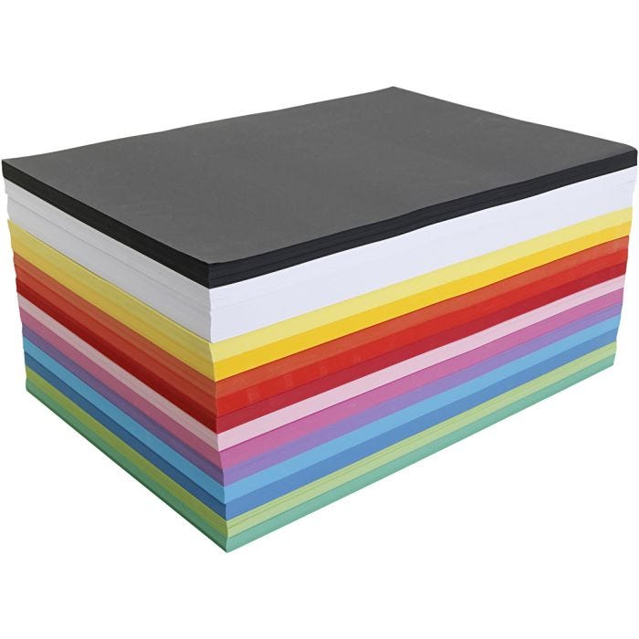 Papier Cartonné Colortime, A3, 180 gr, ass. de couleurs, 3x300 flles/ 1 Pq.