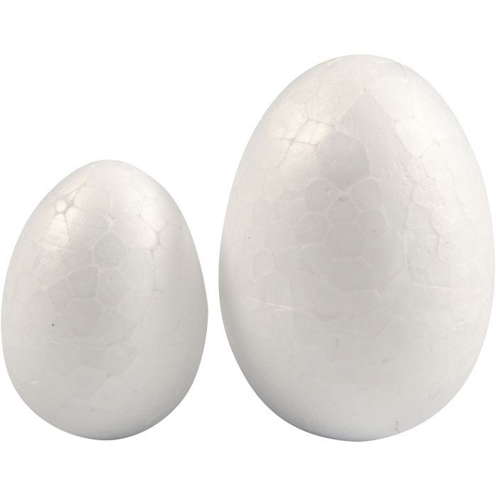 Oeufs en polystyrène, H : 35+48 mm, L : 25+35 mm, blanc, 10 pièces/ 1 Pq.