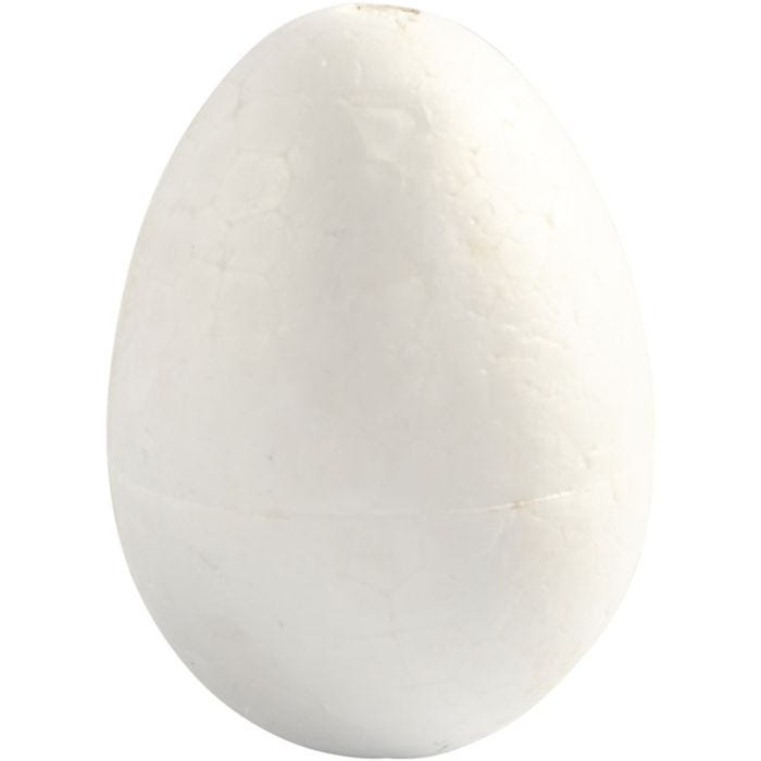 Oeufs en polystyrène, H : 6 cm, blanc, 5 pièces/ 1 Pq.