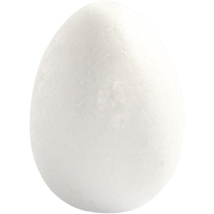 Oeufs en polystyrène, H : 8 cm, blanc, 5 pièces/ 1 Pq.