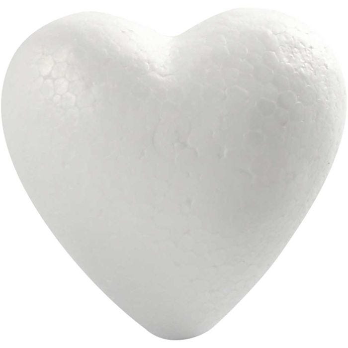 Coeurs en polystyrène, H : 8 cm, P: 4,5 cm, L : 8 cm, blanc, 50 pièces/ 1 Pq.
