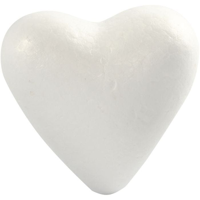 Coeurs en polystyrène, H : 11 cm, P: 5 cm, L : 11,5 cm, blanc, 5 pièces/ 1 Pq.