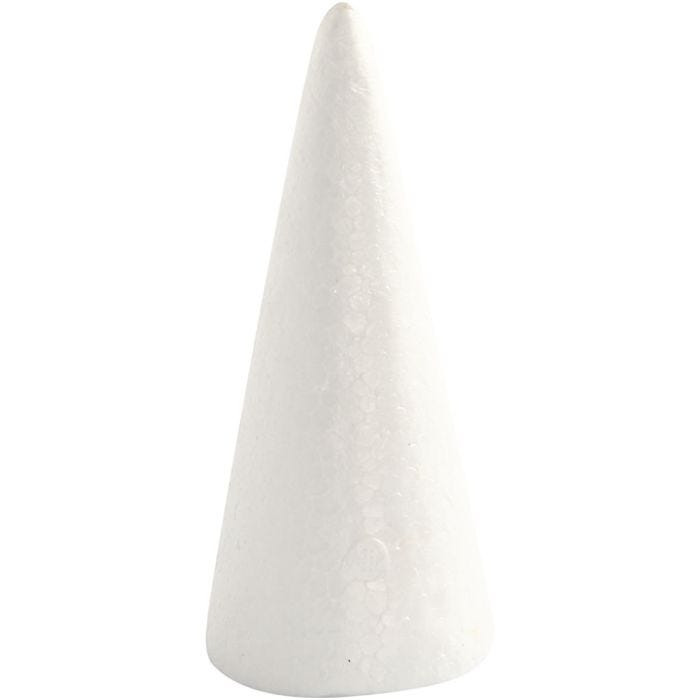 Cônes en polystyrène, H : 14,5 cm, d 6 cm, blanc, 5 pièces/ 1 Pq.