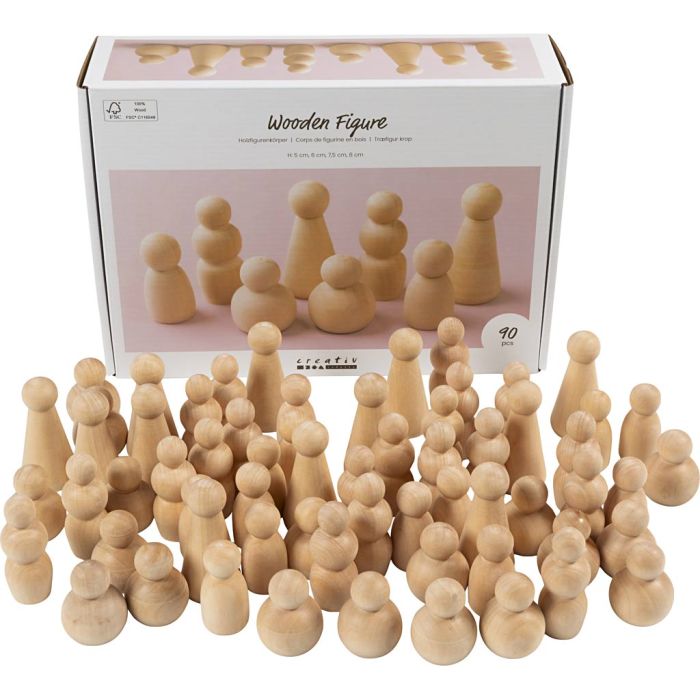 Houten figuur, H: 5-8 cm, 90 div/ 1 doos