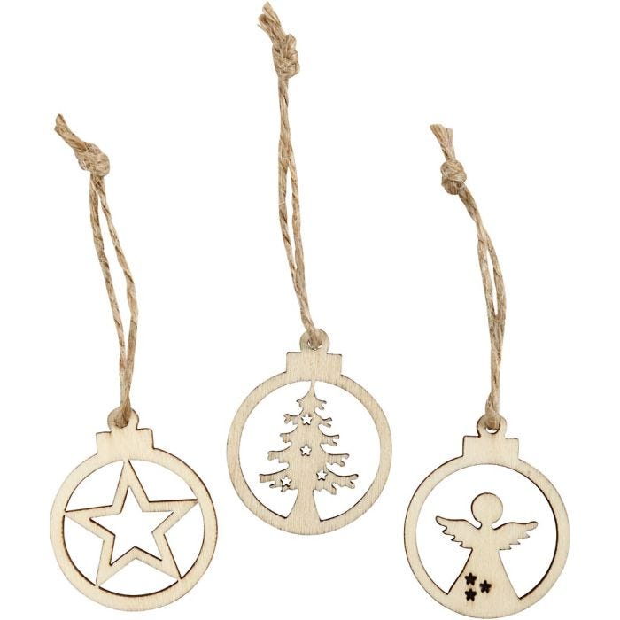 Décorations de Noël à suspendre, d 3 cm, ép. 2,7 mm, 24 pièces/ 1 Pq.
