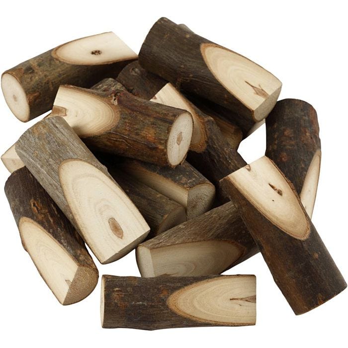 Decoratieve boomstam, H: 8 cm, d 2,5-3,5 cm, 15 stuk/ 1 doos