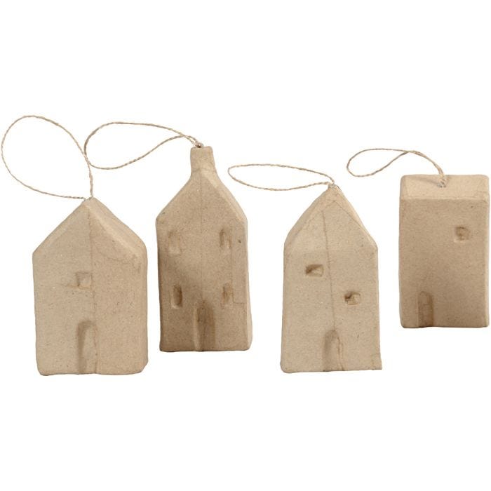 Maison, H : 9,5-12 cm, L : 5,5-6,5 cm, L : 3 cm, 4 pièces/ 1 Pq.