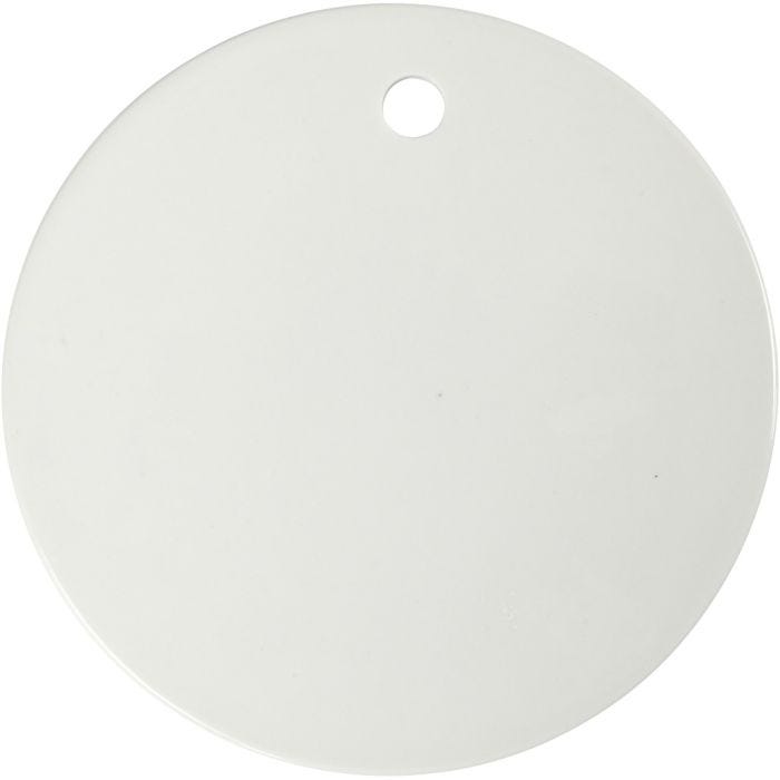 Assiette murale en céramique, d 15 cm, ép. 0,5 cm, blanc, 1 pièce