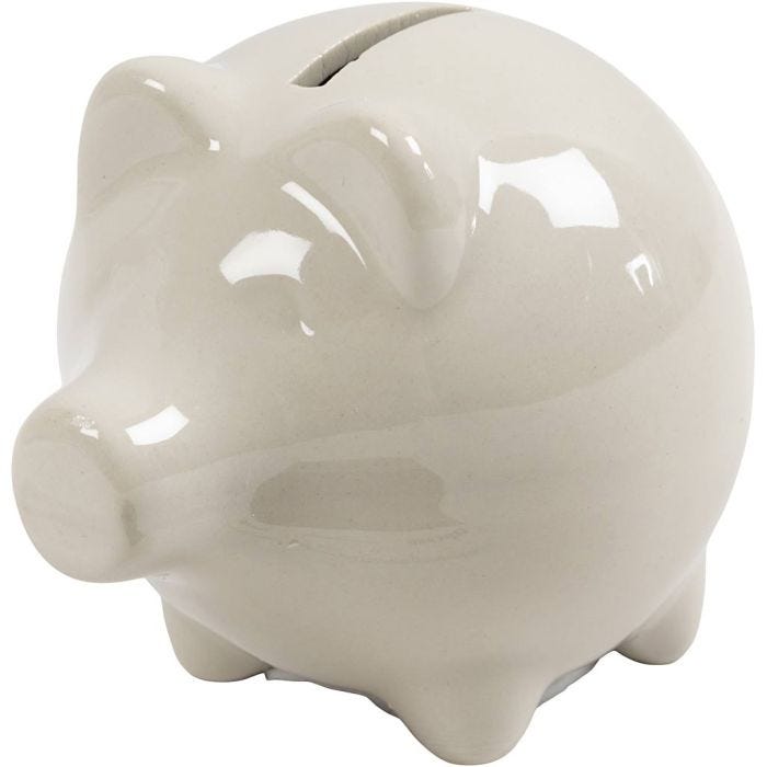 Tirelires, H : 8 cm, L : 8,5 cm, blanc cassé, 10 pièces/ 1 Pq.