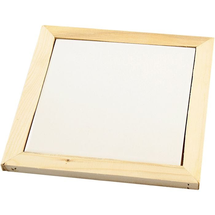 Dessous-de-plat avec cadre en bois, dim. 15x15 cm, 10 pièces/ 1 Pq.