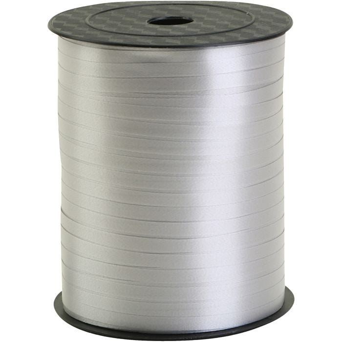 Ruban cadeau, L : 5 mm, argent, 400 m/ 1 rouleau