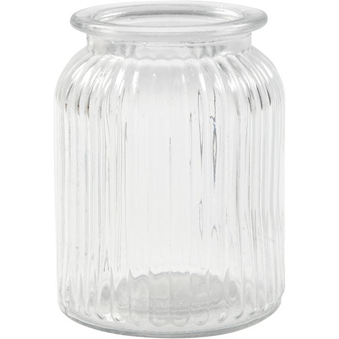 Jarre en verre, H : 14,5 cm, d 11 cm, diamètre intérieur 7 cm, 6 pièces/ 1 Pq.