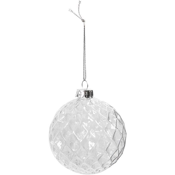 Boule en verre facettée, d 7,8 cm, transparent, 4 pièces/ 1 Pq.
