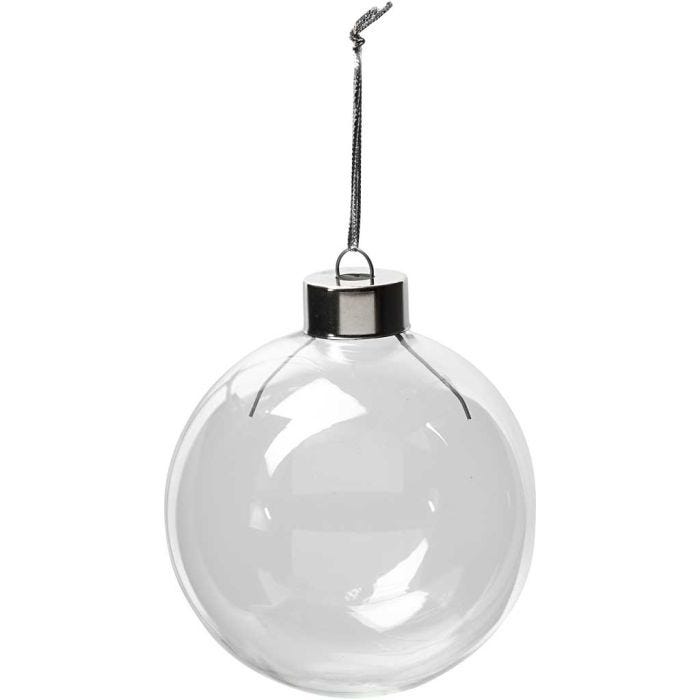 Objet décoratif en verre, H : 8,9 cm, d 7,9 cm, transparent, 6 pièces/ 1 Pq.