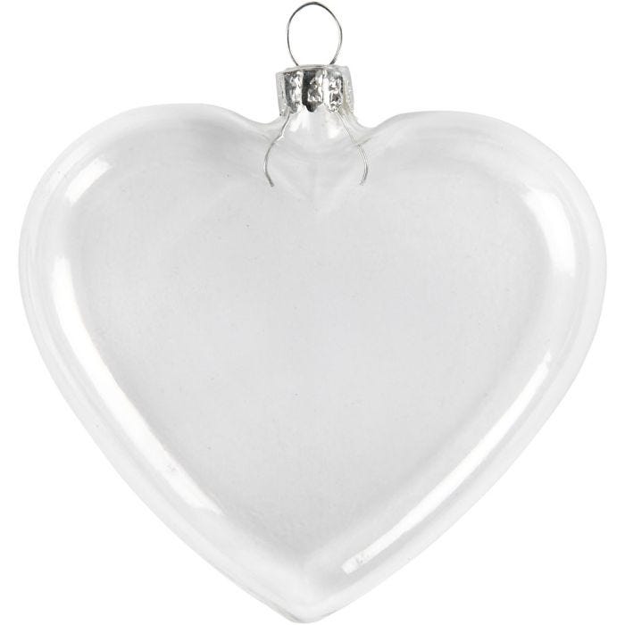 Coeur en verre plat, H : 9 cm, L : 7.8 cm, ép. 2,1 cm, 6 pièces/ 1 Pq.
