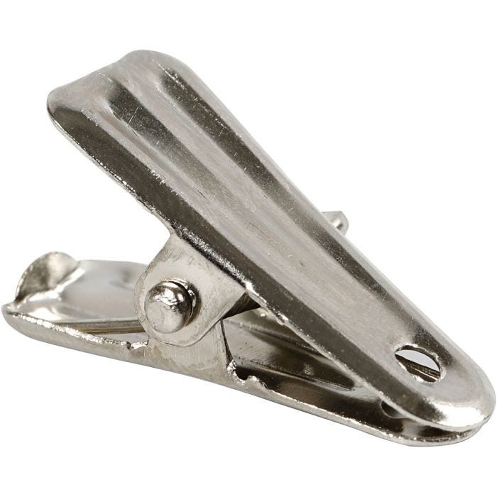 Pince pour décoration, L : 27 mm, L : 14 mm, argent, 10 pièces/ 1 Pq.