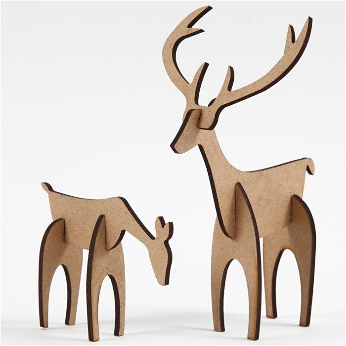 Cerf et biche, 5+12,5 cm, 6,5+8 cm, 1 set