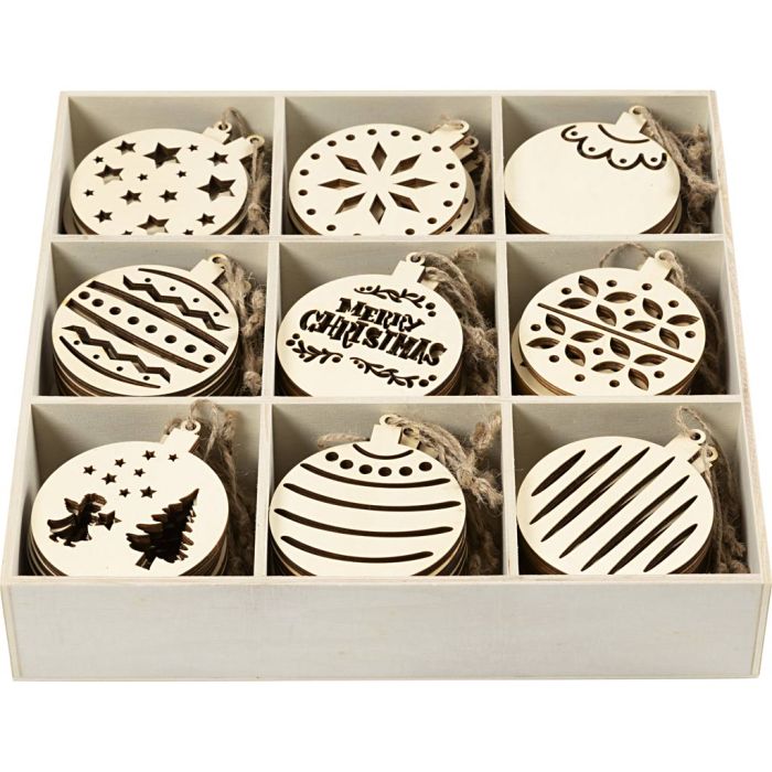 Objet décoratif de Noël, dim. 7-9 cm, ép. 4 mm, 90 pièces/ 1 Pq.