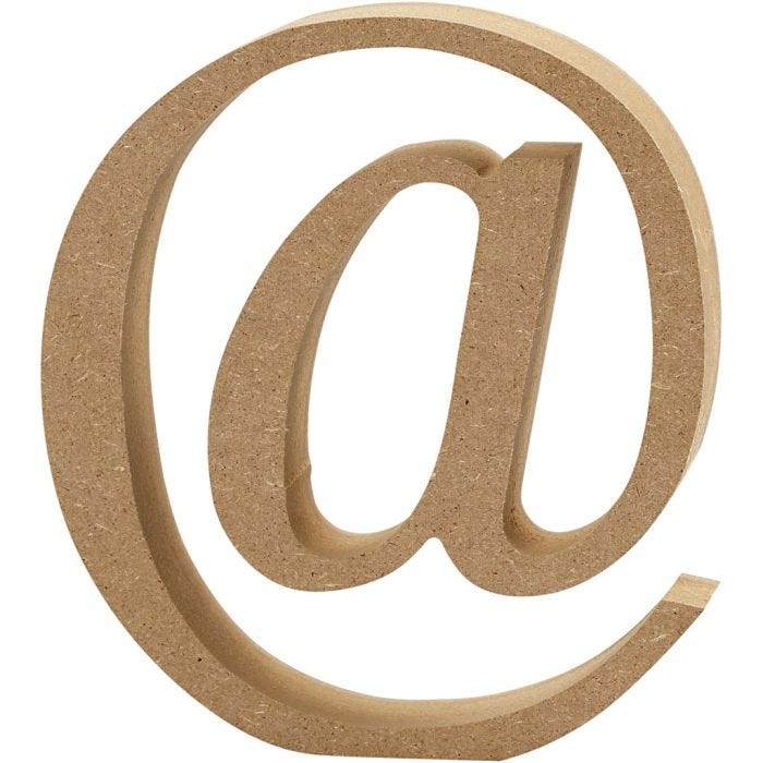 Symbole en MDF, @, H : 8 cm, ép. 1,5 cm, 1 pièce