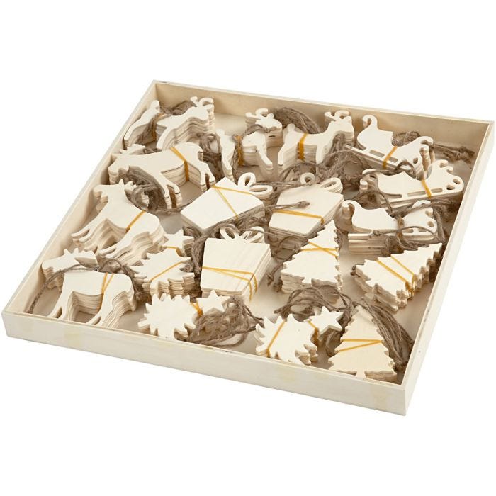 Ornements, dim. 7-9 cm, ép. 4 mm, 90 pièces/ 1 Pq.
