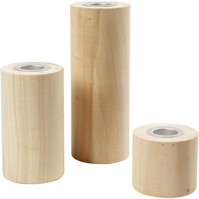 Bougeoirs, H : 14,5+9+6,5 cm, diamètre intérieur 2,3 cm, 3 pièces/ 1 Pq.