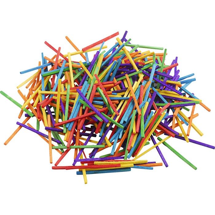 Allumettes, L : 5 cm, ass. de couleurs, 4300 pièce, 500 gr/ 1 Pq.