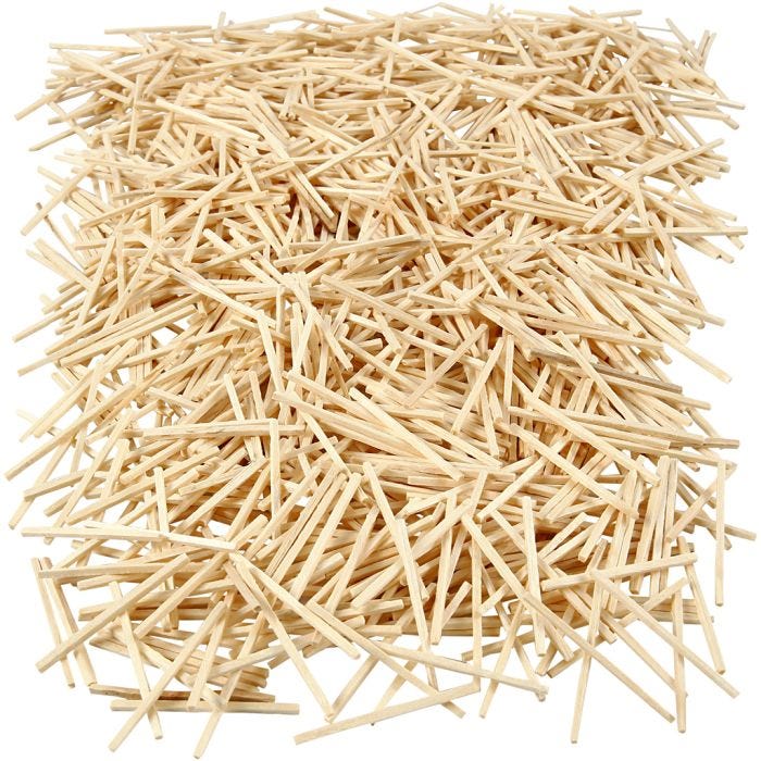 Allumettes, L : 48 mm, d 2 mm, 8500 pièce, 1 kg