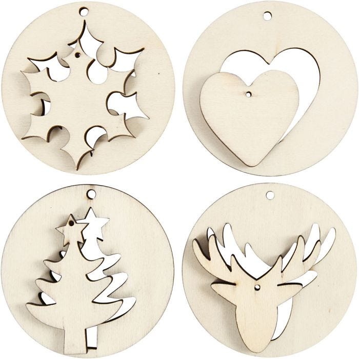 Décorations 2-en-1 à suspendre, d 7 cm, diamètre intérieur 3 mm, ép. 4 mm, 8 pièces/ 1 Pq.