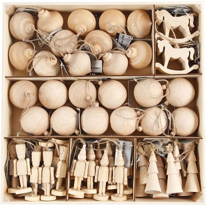 Décorations de Noël, H : 5,5-9 cm, 72 pièces/ 1 Pq.