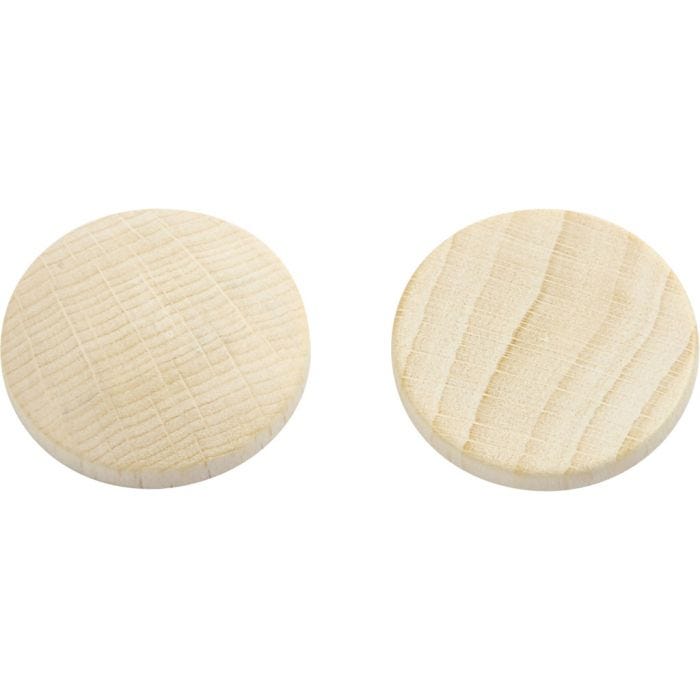 Boutons en bois, d 25 mm, ép. 5 mm, 150 pièces/ 1 Pq.