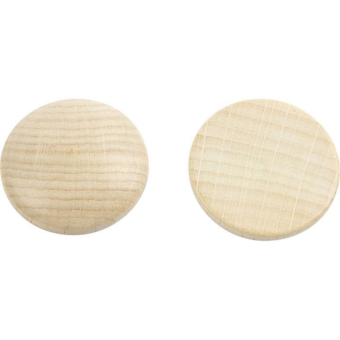 Boutons en bois, d 30 mm, ép. 6 mm, 150 pièces/ 1 Pq.